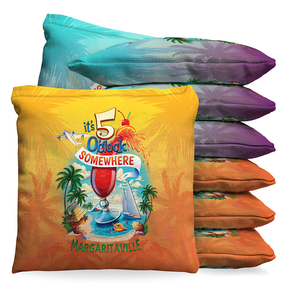 Margaritaville 5 O'Clock Somewhere Cornhole 1 LB Bean Bag Toss Bags Set (set of 8)