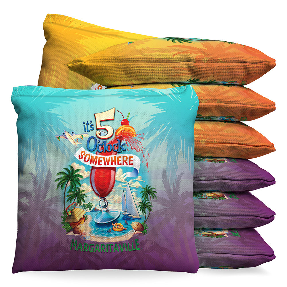 Margaritaville 5 O'Clock Somewhere Cornhole 1 LB Bean Bag Toss Bags Set (set of 8)