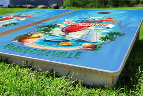 Margaritaville It's 5 o'Clock Somewhere Pro Cornhole Bean Bag Toss Game 24x48 with 8 Regulation 16oz Bags