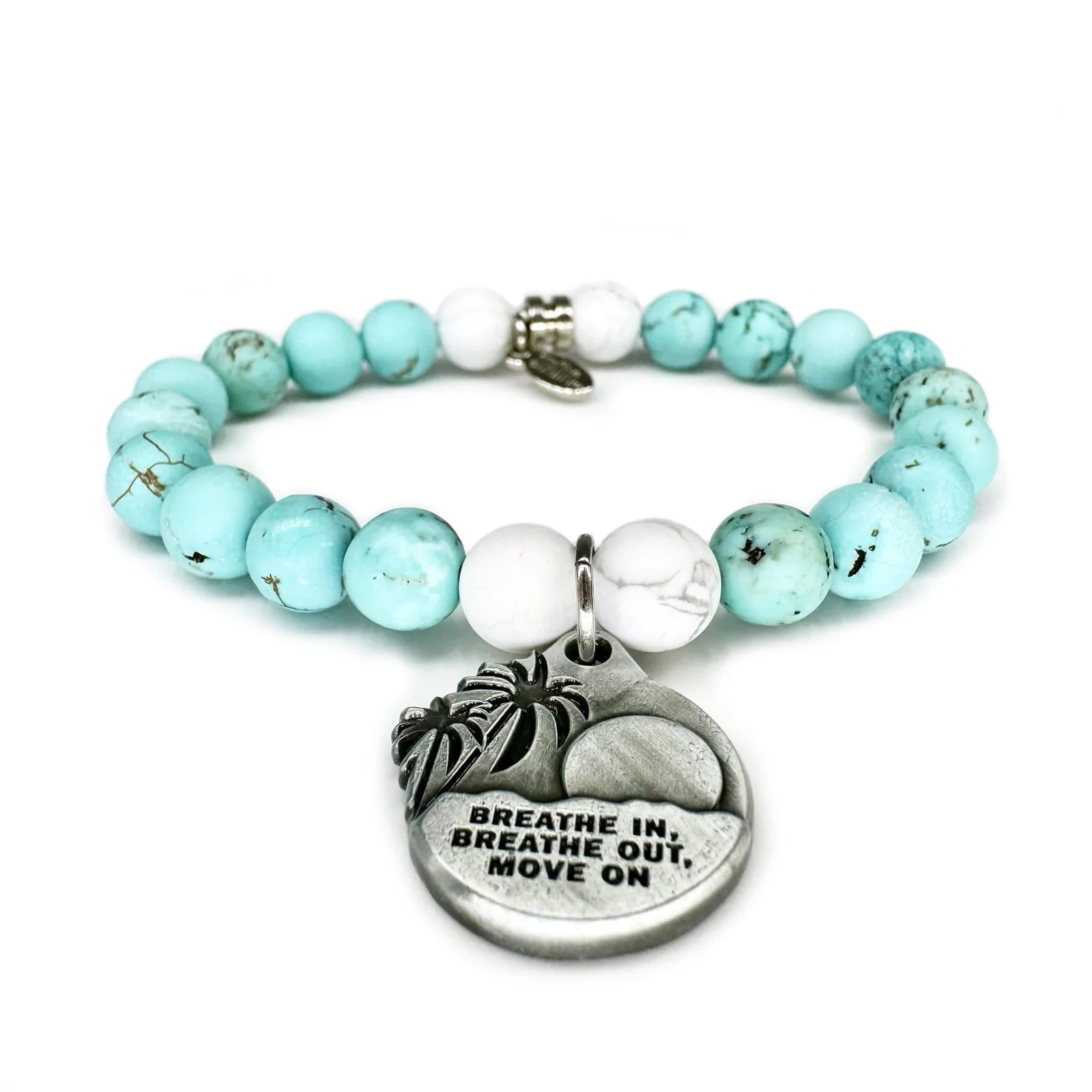 "Breathe In, Breathe Out, Move On" Beaded Bracelet