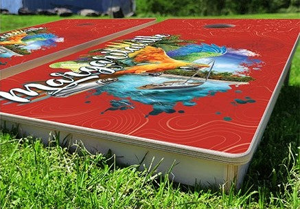 Margaritaville Catalina Boat Drinks Pro Cornhole Bean Bag Toss Game 24x48 with 8 Regulation 16oz Bags