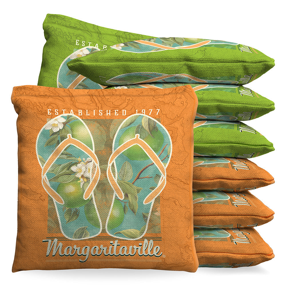 Margaritaville Flip Flops 9.5oz Baggo Bean Bag Toss Bags Set (set of 8)