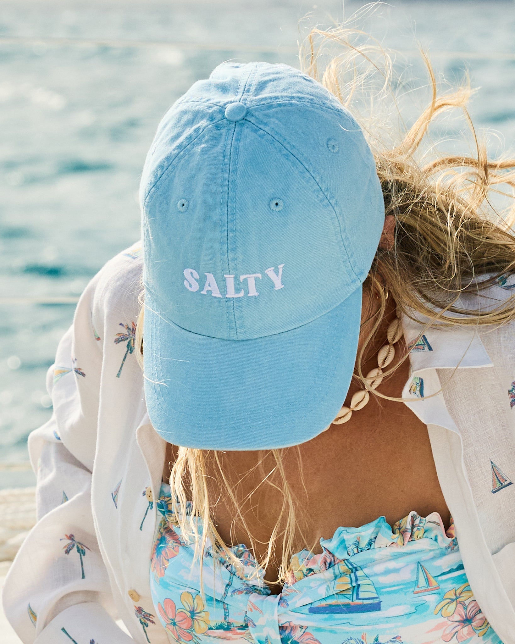 Salty - Ocean Blue Dad Hat - Margaritaville by Kenny Flowers Embroidered Cap
