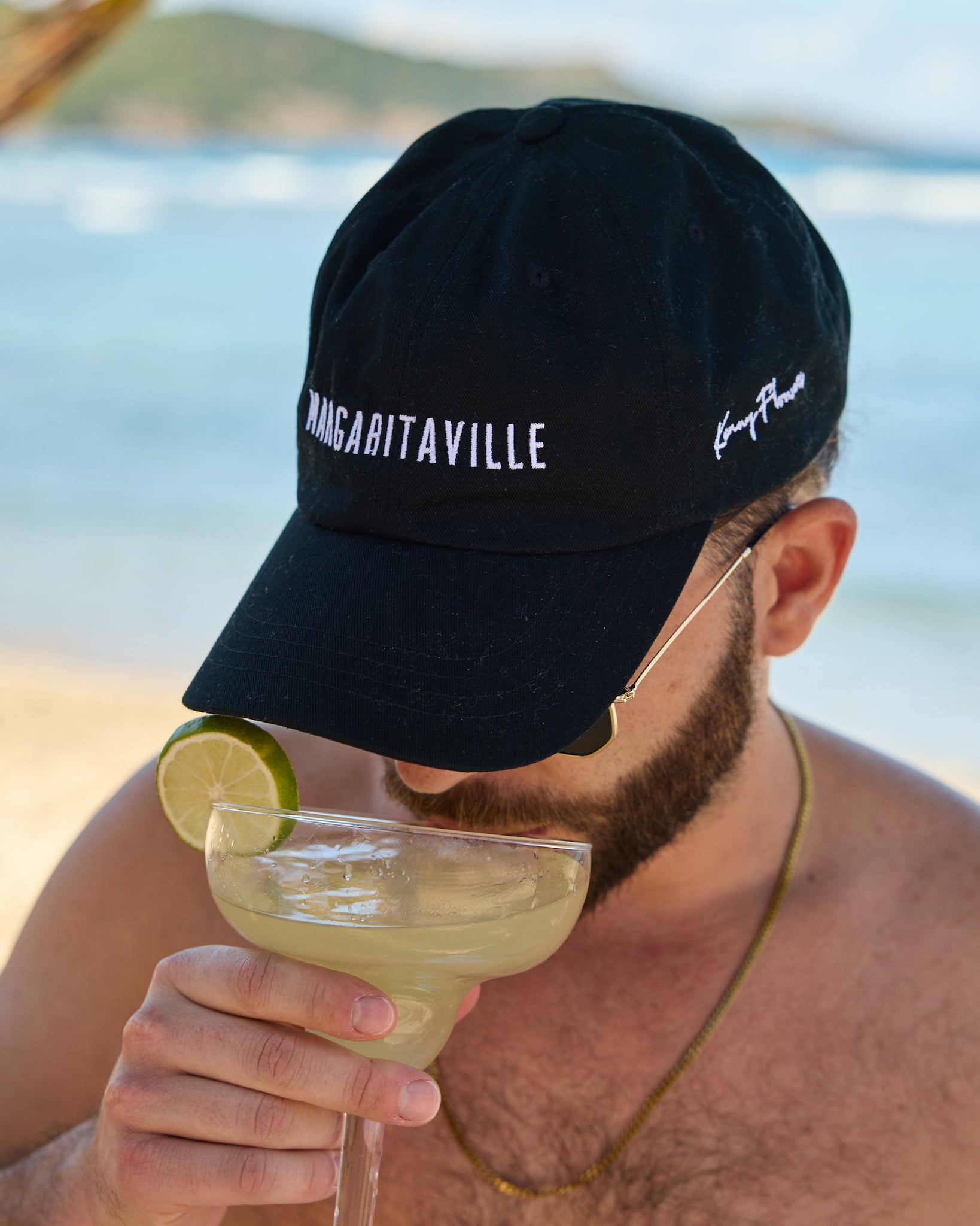 Margaritaville - Black Dad Hat - Margaritaville by Kenny Flowers Embroidered Cap