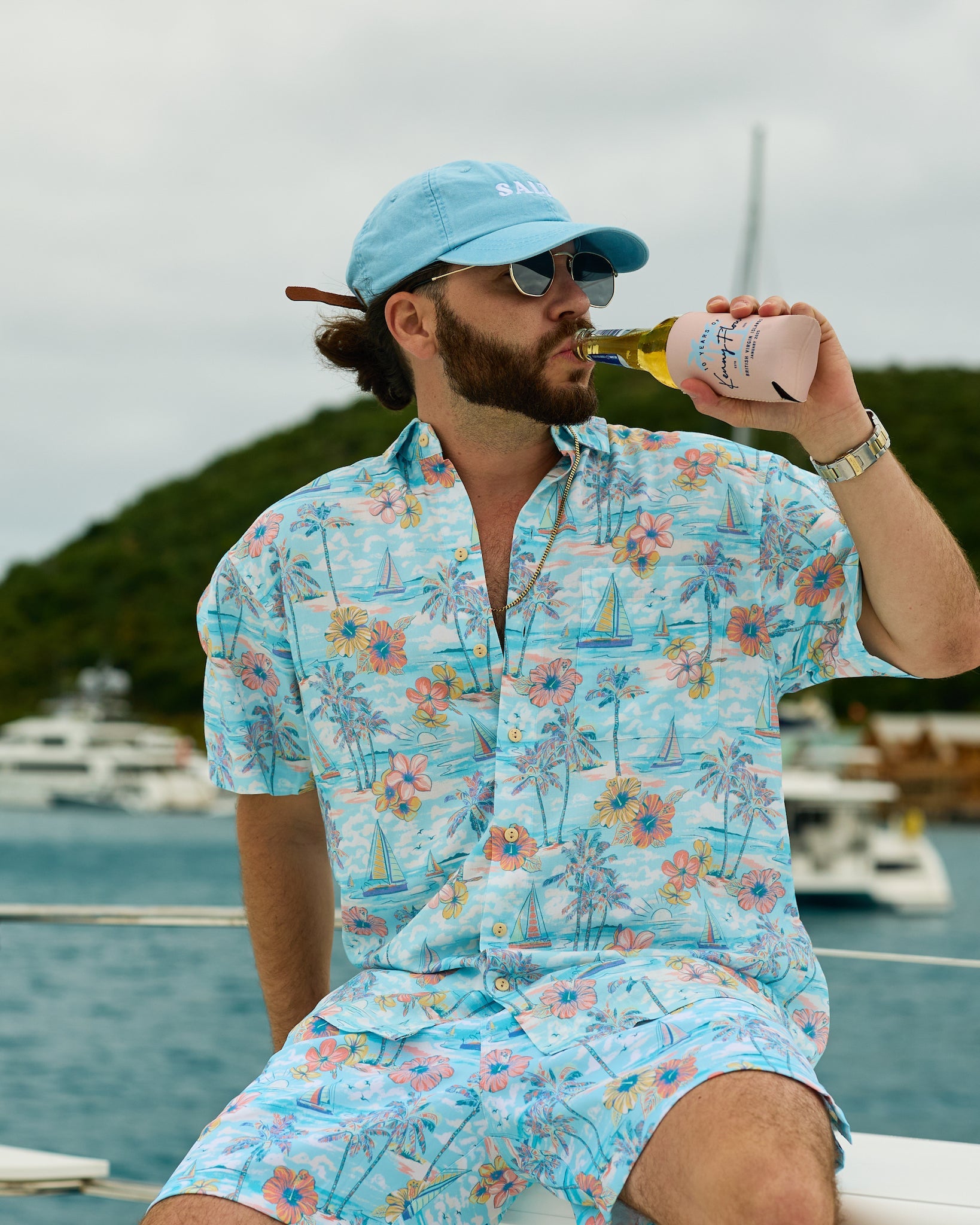 Salty - Ocean Blue Dad Hat - Margaritaville by Kenny Flowers Embroidered Cap