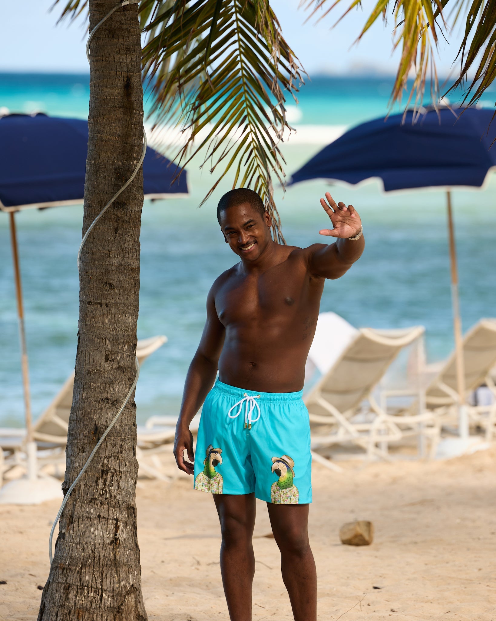 Margaritaville by Kenny Flowers - The Match Your Parrots – Teal Swim Trunks