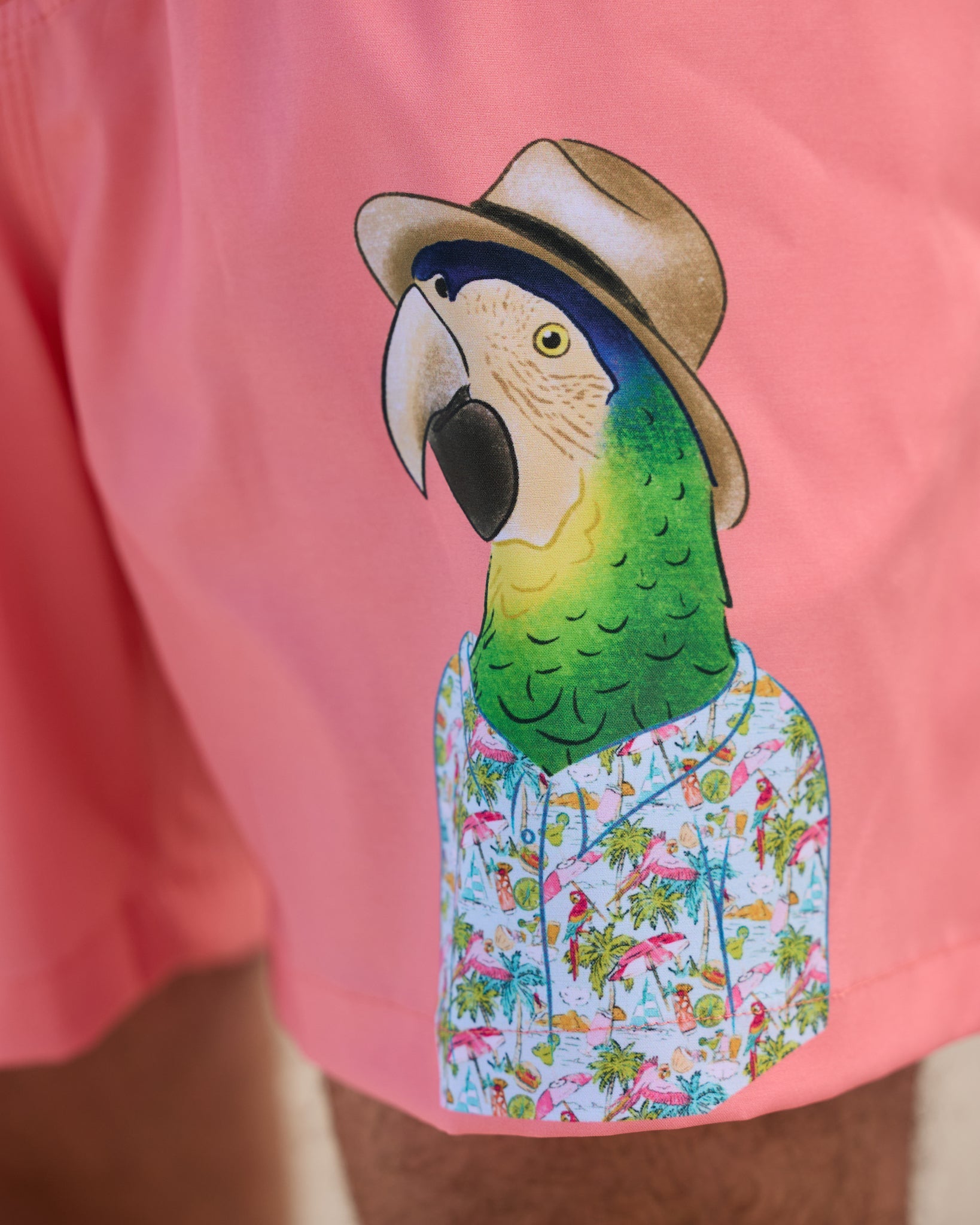 Margaritaville by Kenny Flowers - The Match Your Parrots – Coral Swim Trunks