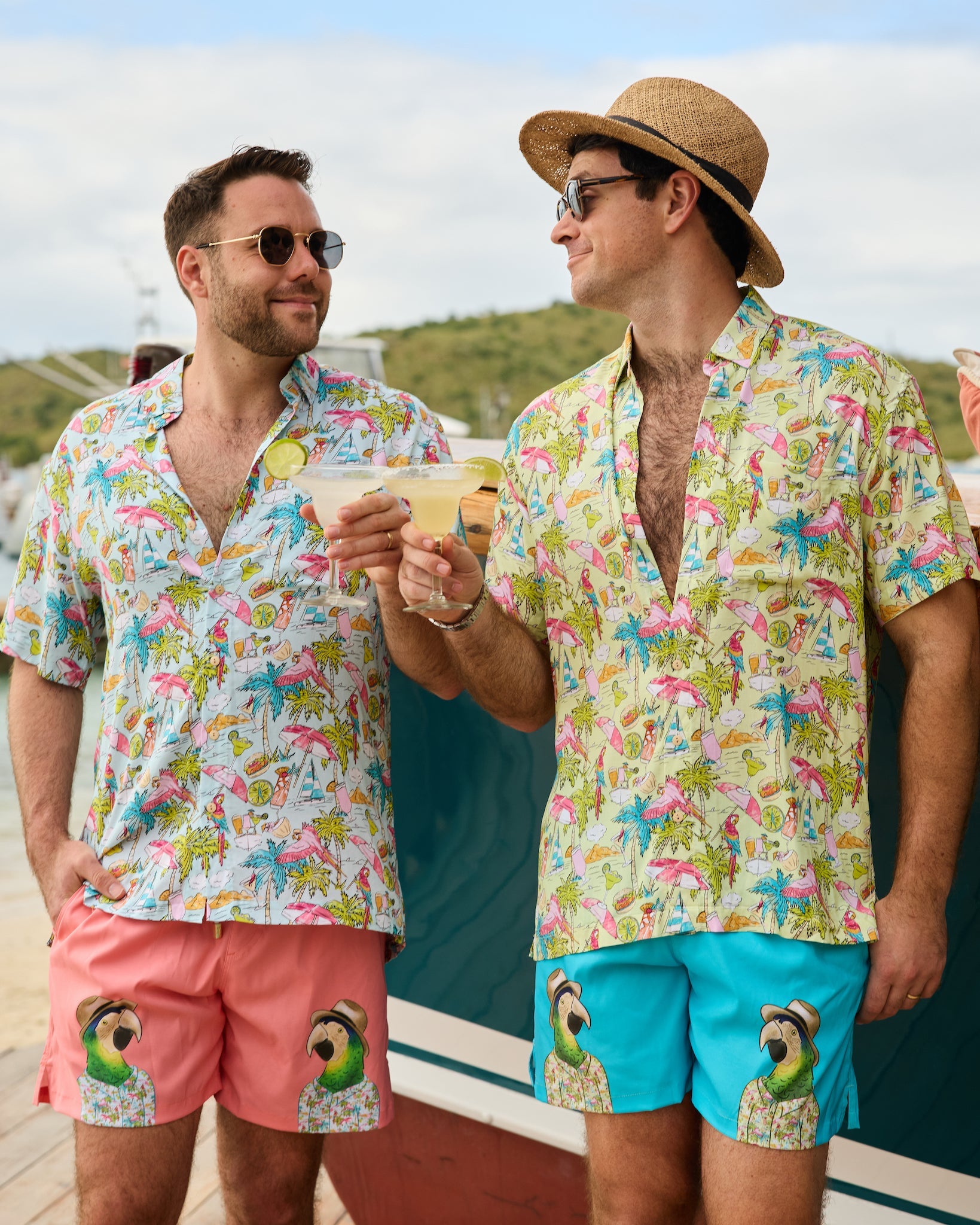 Margaritaville by Kenny Flowers - The Match Your Parrots – Coral Swim Trunks