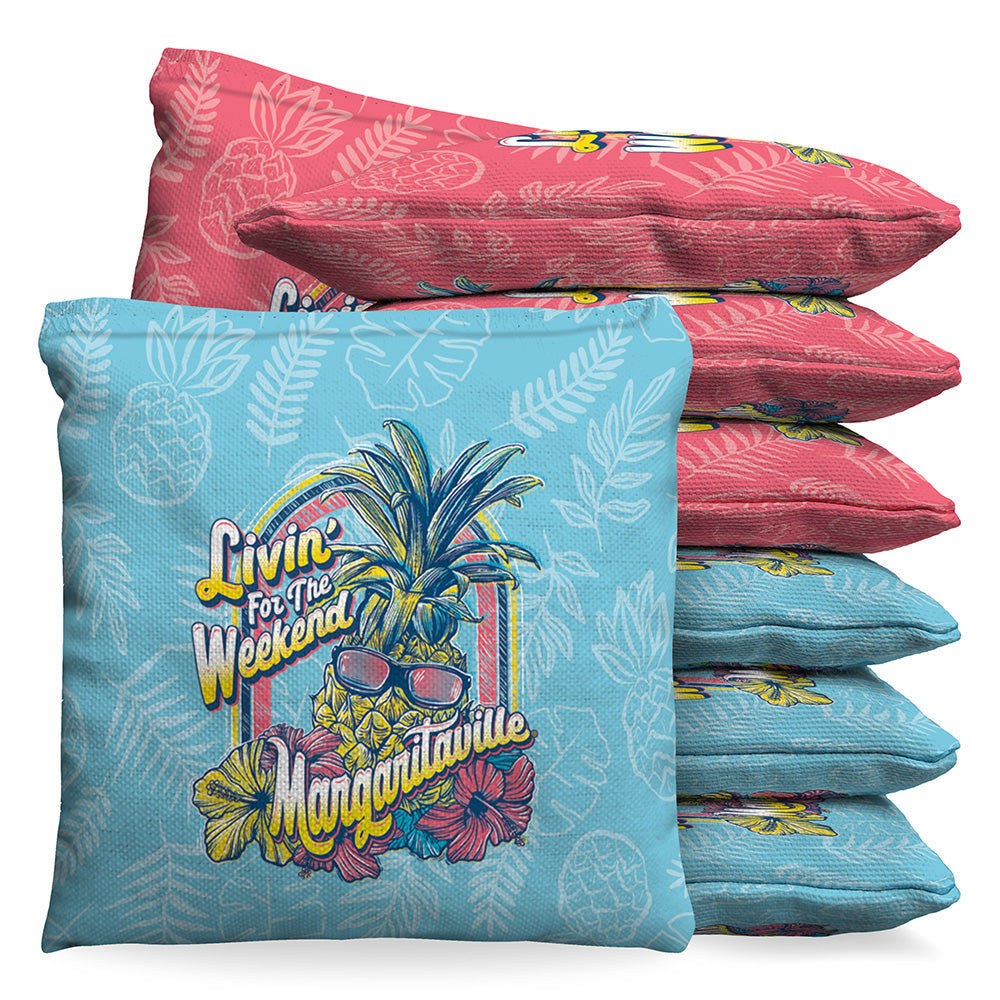Margaritaville Livin For The Weekend Cornhole 1 LB Bean Bag Toss Bags Set (set of 8)