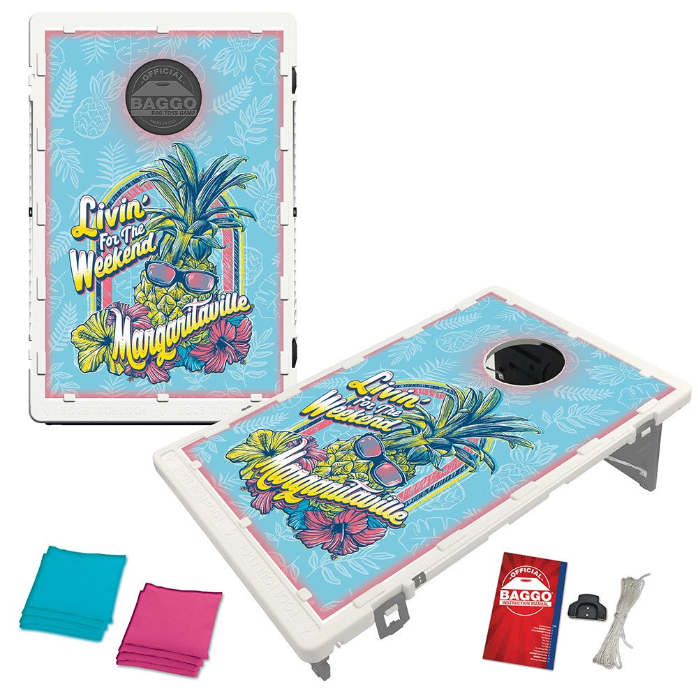 Margaritaville Livin For The Weekend Baggo Bean Bag Toss Portable 2x3 Cornhole Game