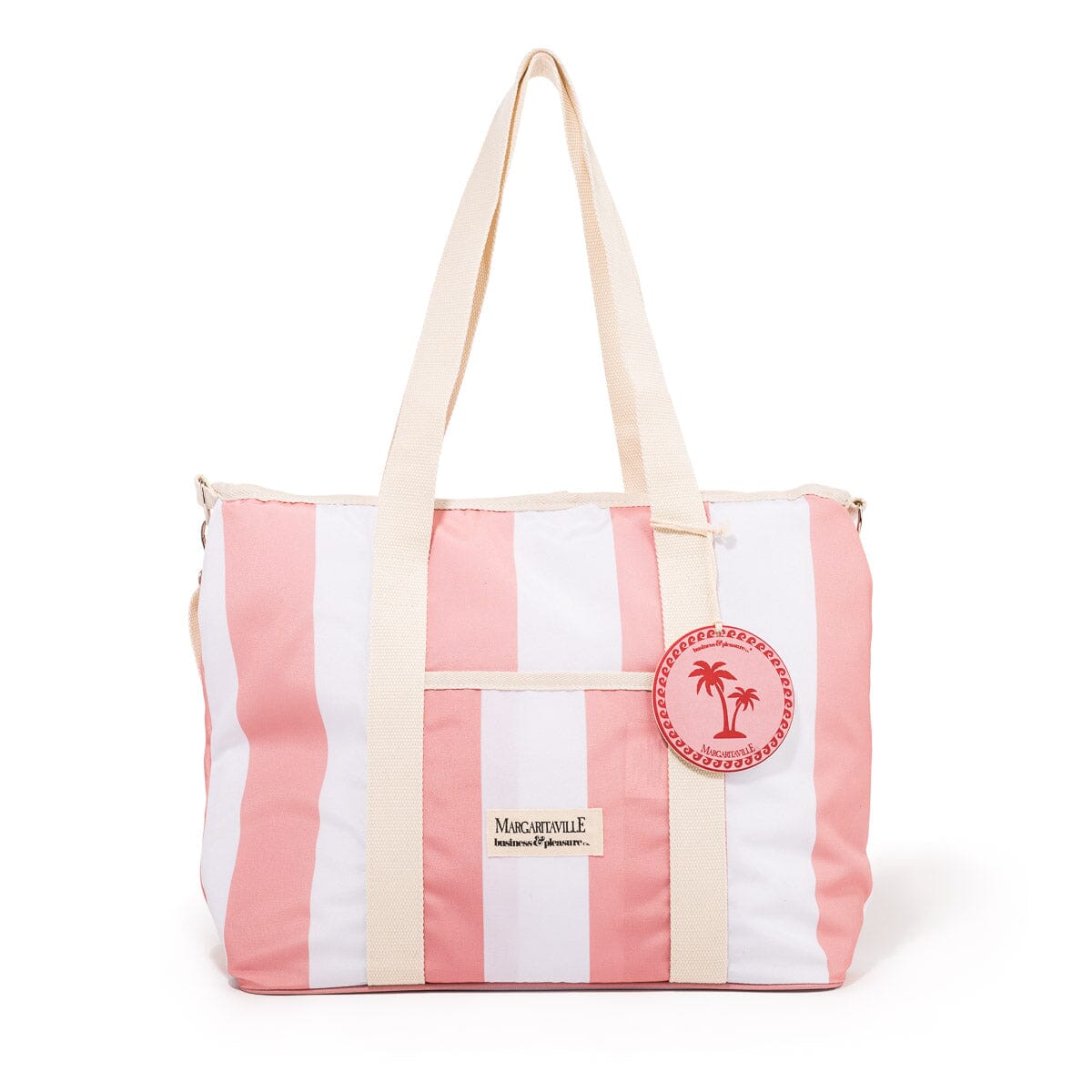 The Volcano Cooler Tote Bag - Strawberry Daiquiri Stripe