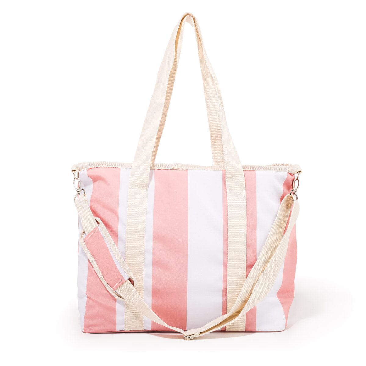 The Volcano Cooler Tote Bag - Strawberry Daiquiri Stripe