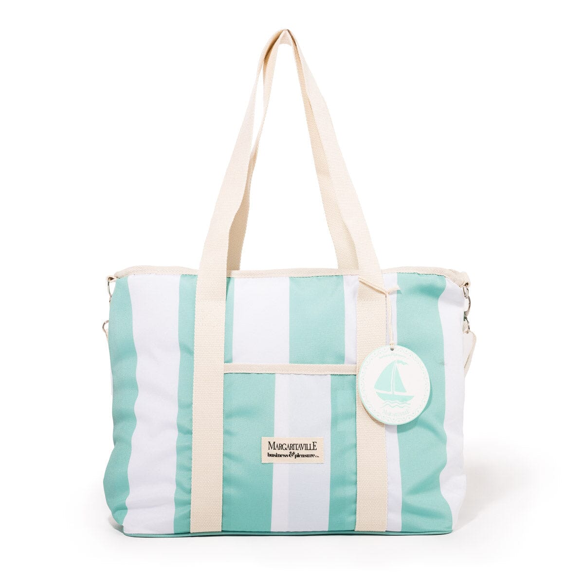The Volcano Cooler Tote Bag - Last Mango Green Stripe