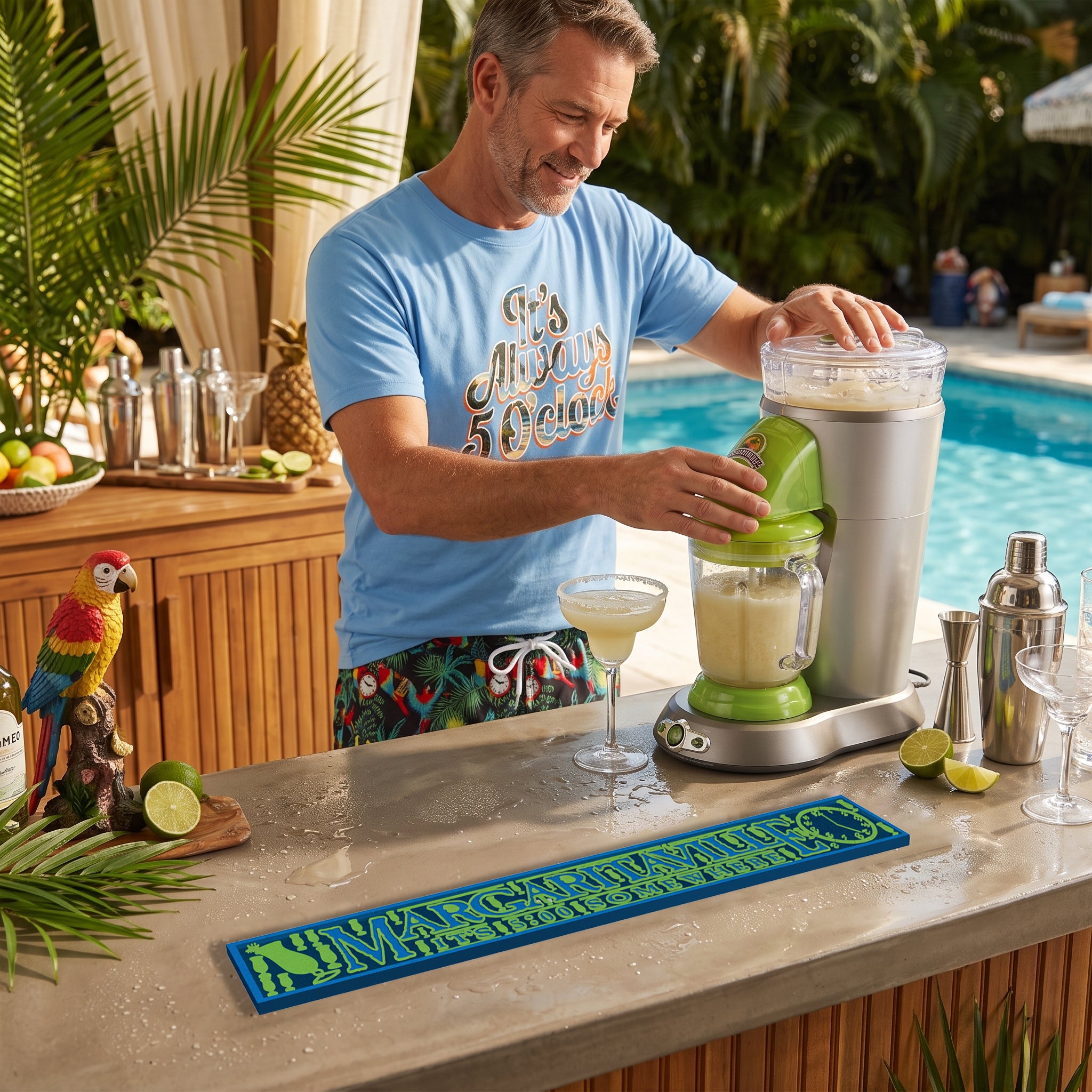 5 O'clock Somewhere Clock Bar Mat