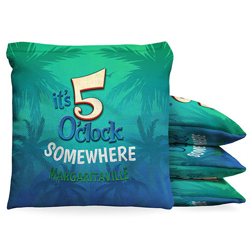 Margaritaville It's 5 o'Clock Somewhere 1 LB Cornhole Bean Bag Toss Bags Set (set of 8)