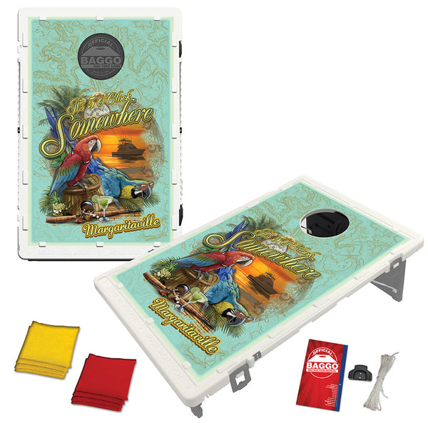 Margaritaville 5 o'Clock Somewhere Sunset Baggo Bean Bag Toss Portable 2x3 Cornhole Game