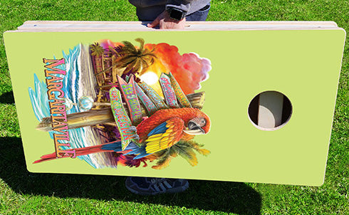 Margaritaville Which Way Do I Steer Pro Cornhole Bean Bag Toss Game 24x48 with 8 Regulation 16oz Bags