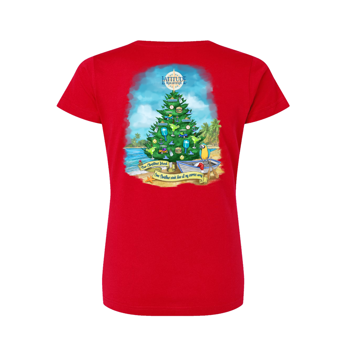 #62 POP-UP Latitude Women's Christmas T-Shirt - Red