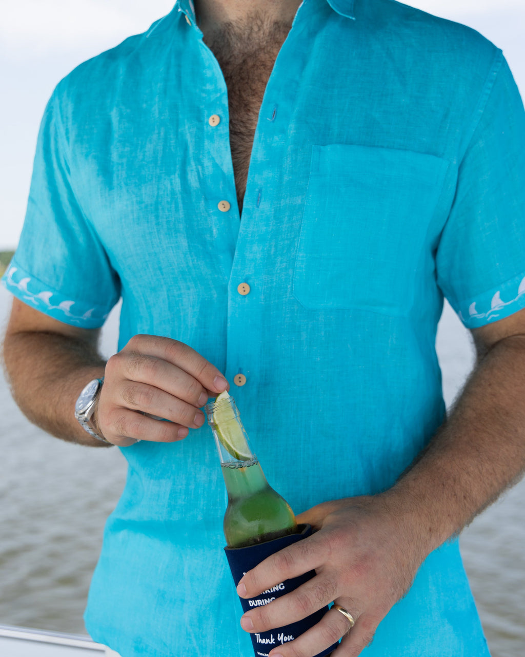 Margaritaville by Kenny Flowers – Fins Up - Short Sleeve Linen Shirt