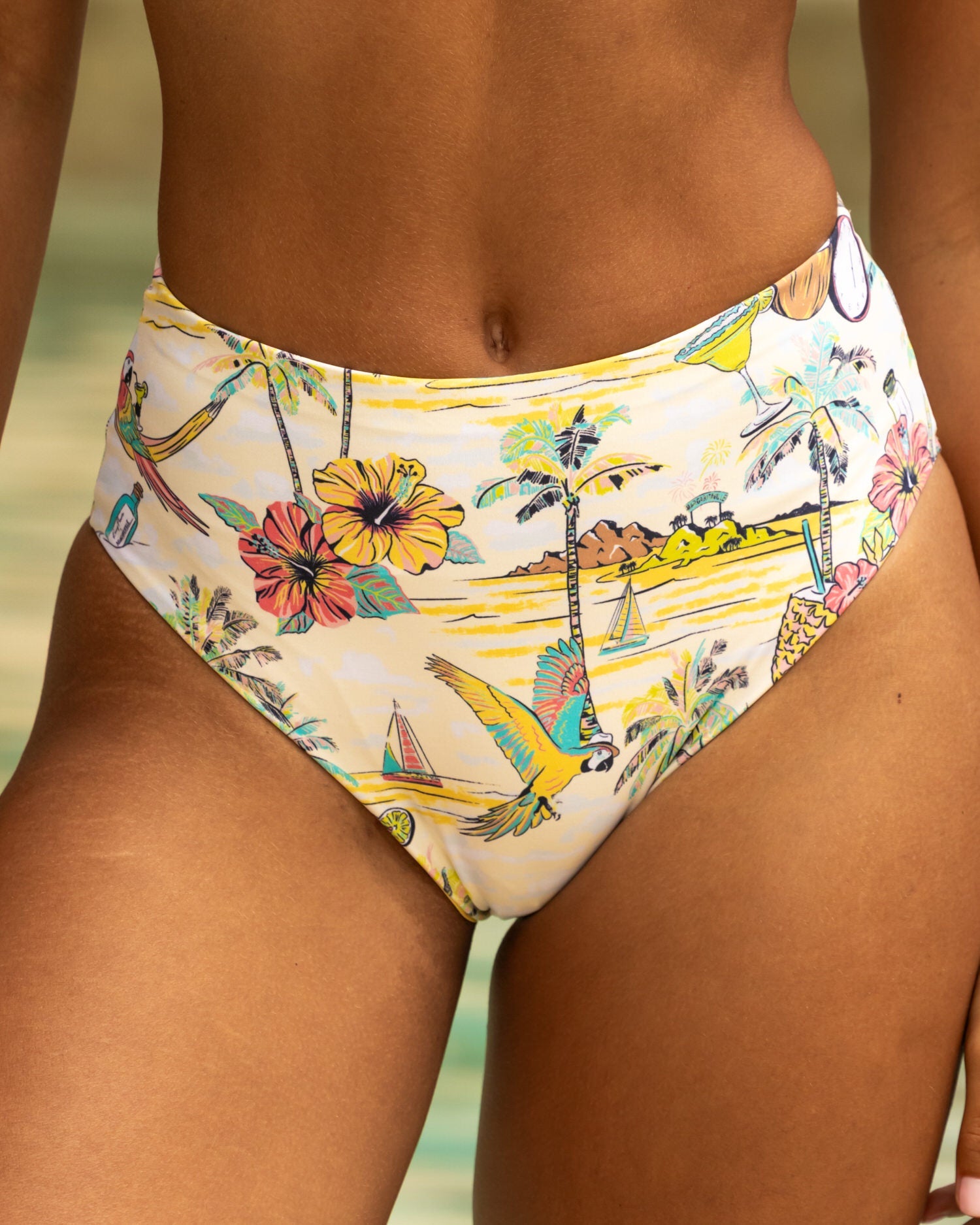 Margaritaville by Kenny Flowers – Wastin' Away Again - Yellow – High Waist Bikini Bottom