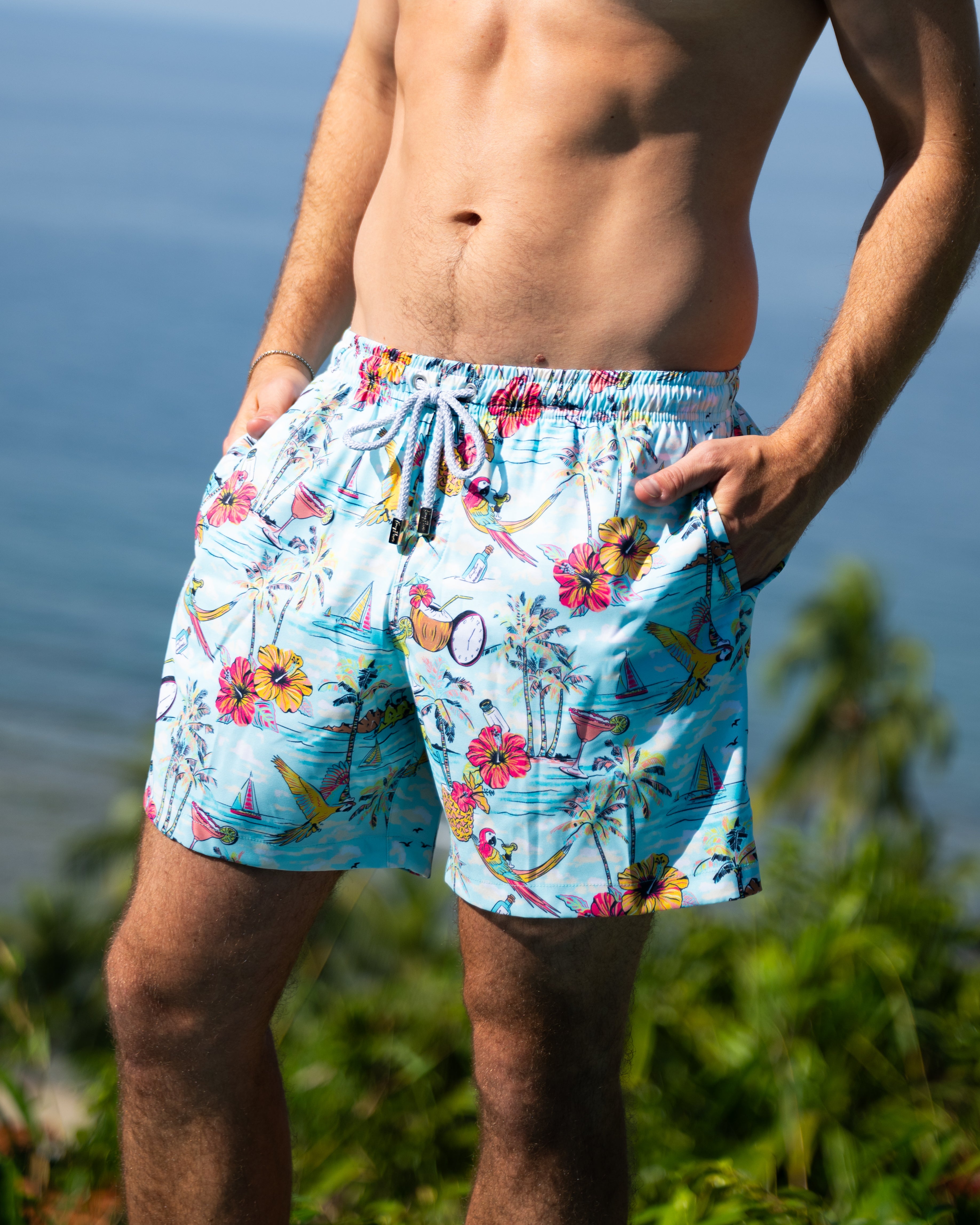 Margaritaville by Kenny Flowers – Wastin' Away Again - Blue – Swim Trunks