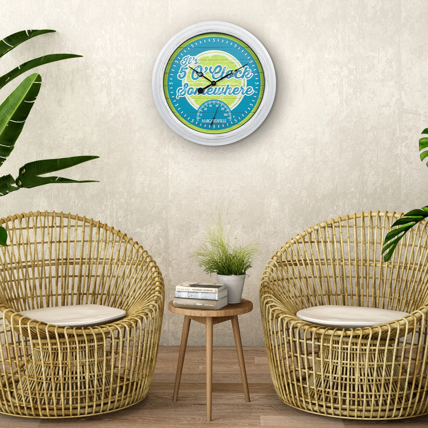 15.75" 5 o'Clock Somewhere I/Outdoor Wall Clock