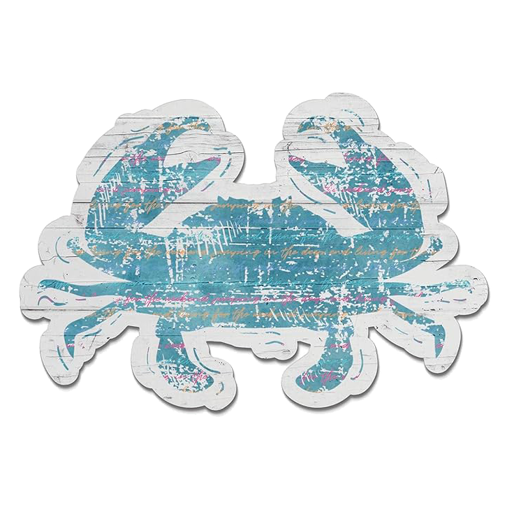 Crab Distressed Wooden Sign 10x6.5