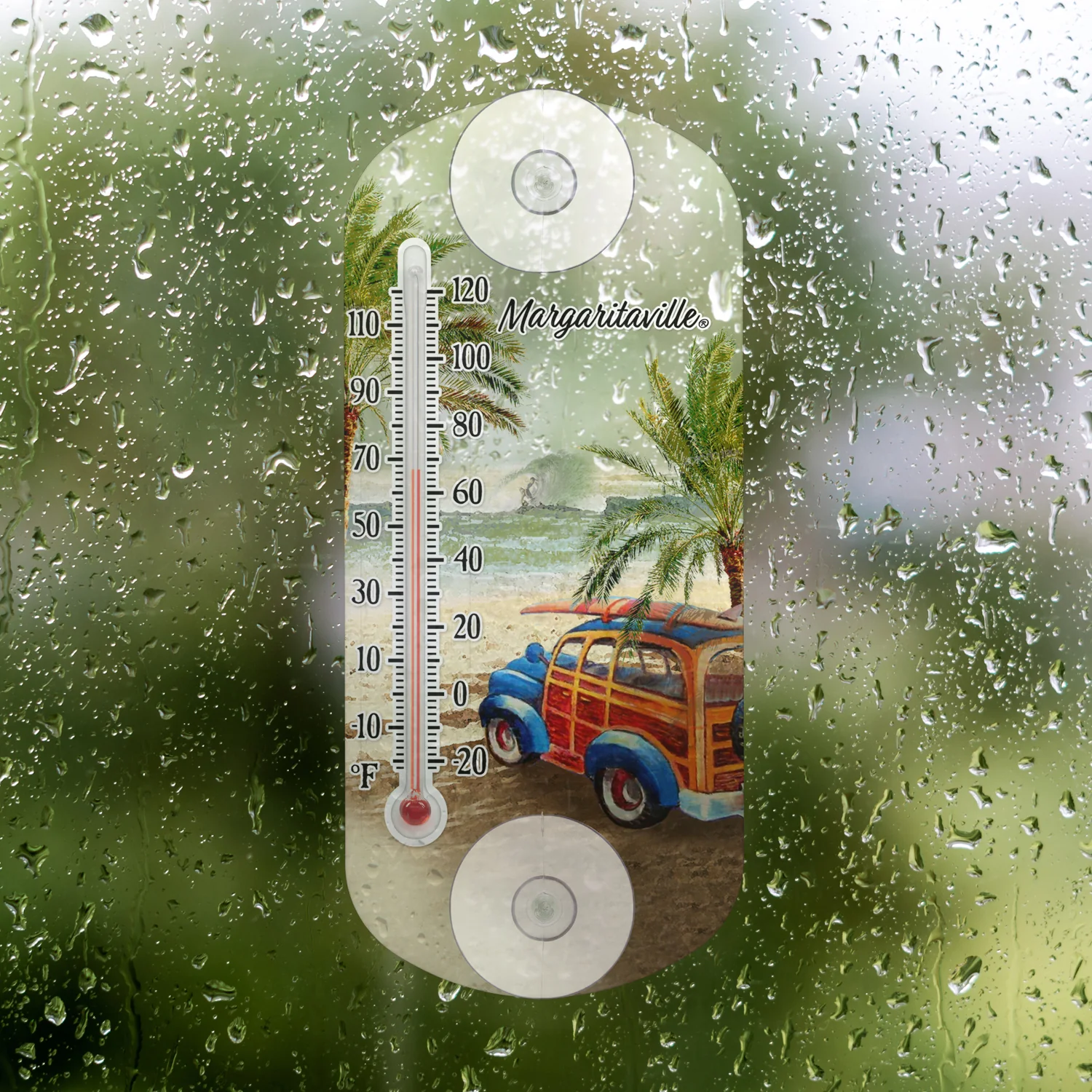 8" Suction Capillary Thermometer - Retro Car and Surfboard