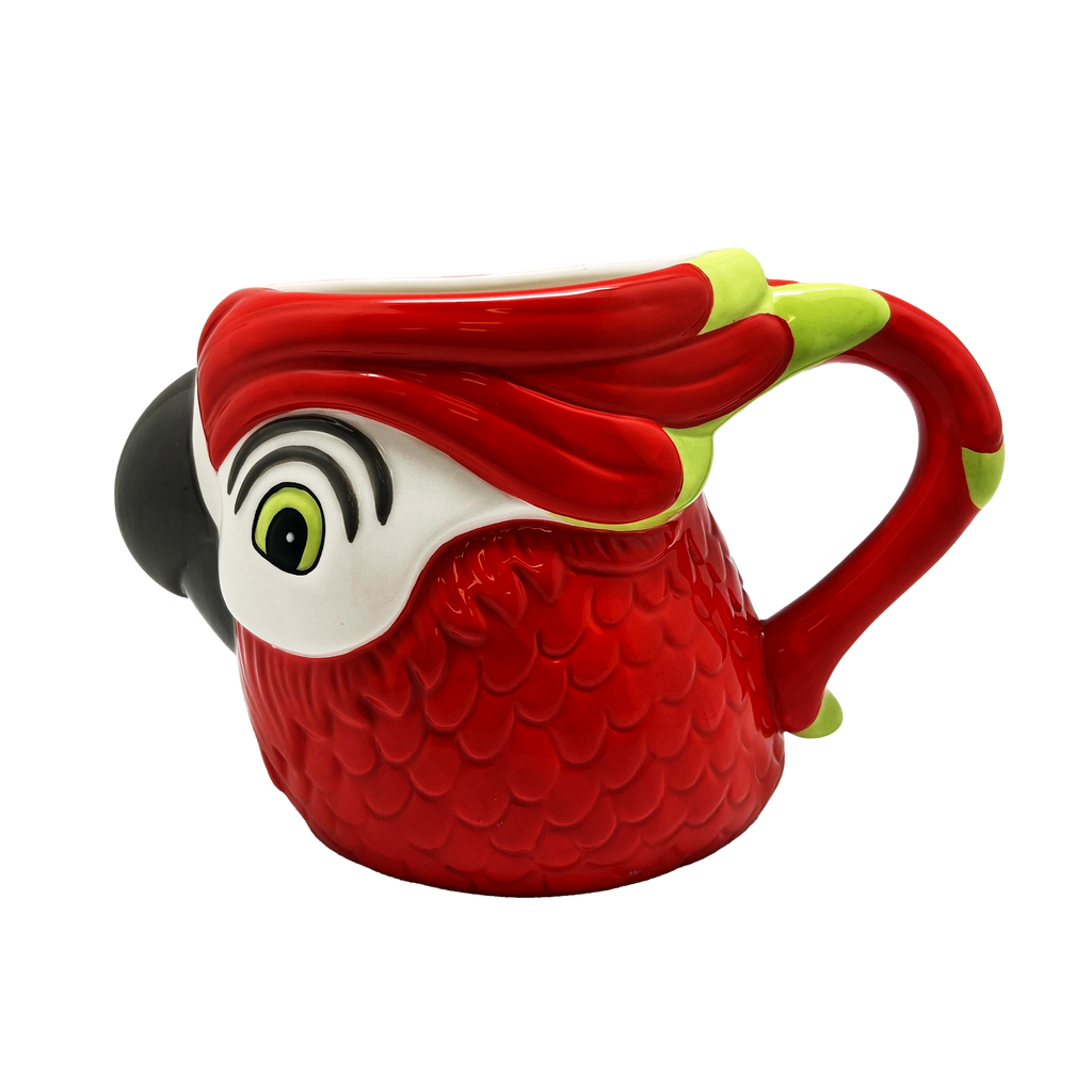 Carved Red Parrot Mug