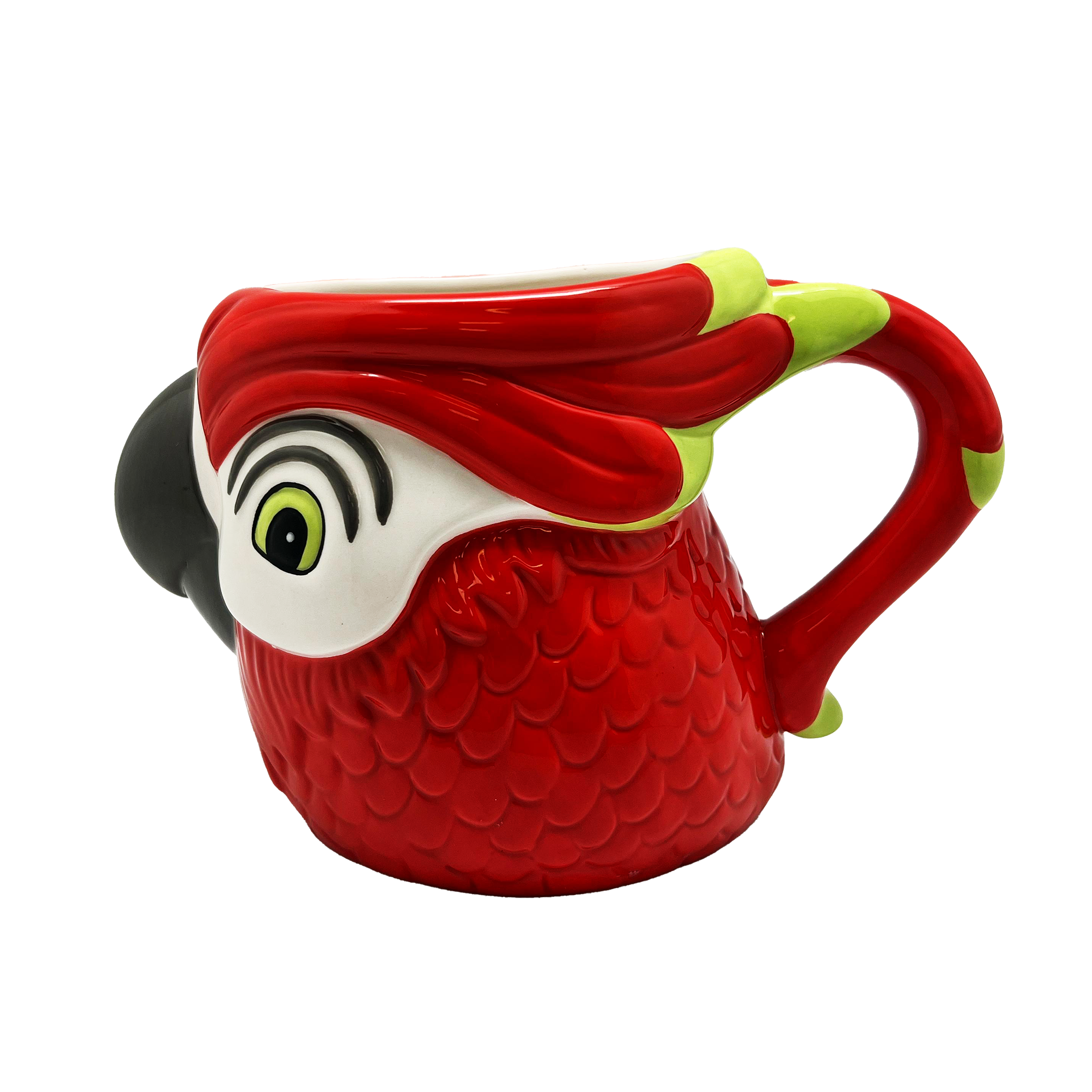 Carved Red Parrot Mug